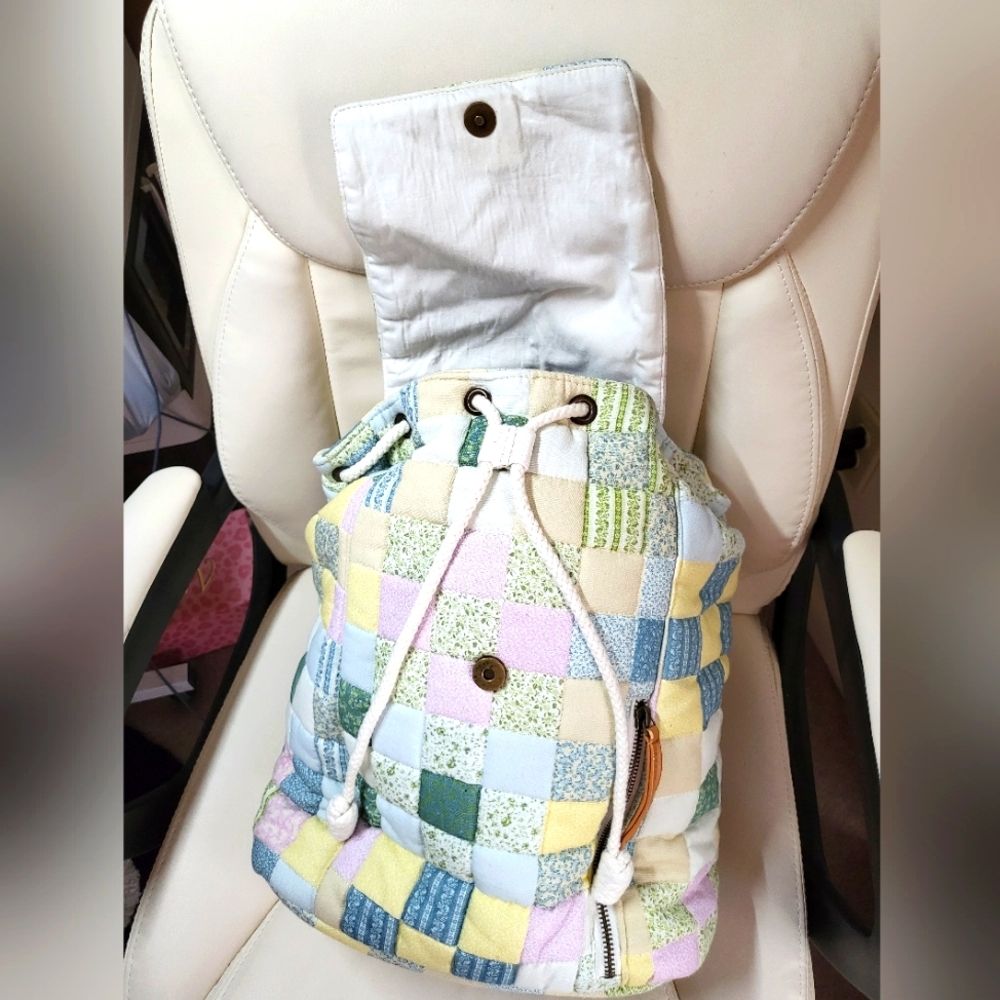 Patchwork Quilted Multicolor Women's Backpack - Picture 6 of 12